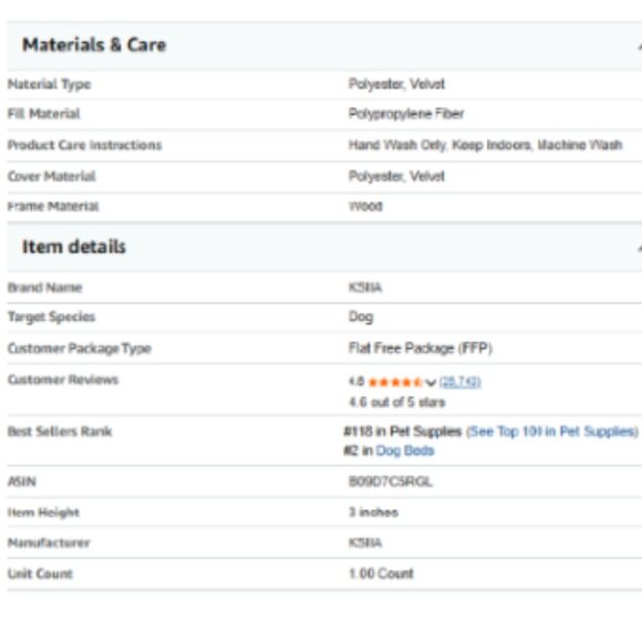 KSIIA Washable Dog Bed Deluxe Plush 18' x 23' - Picture 9 of 10